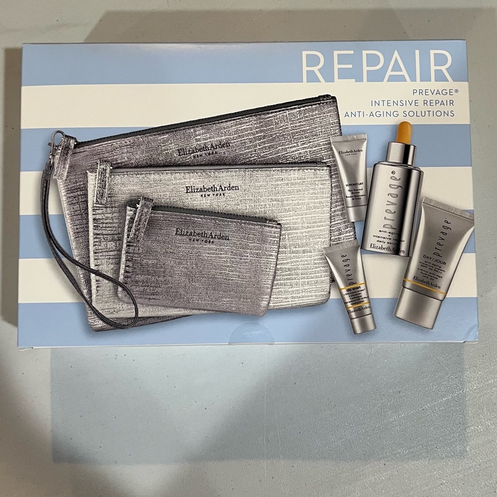 Elizabeth Arden Prevage Repair Set - Silver and Blue